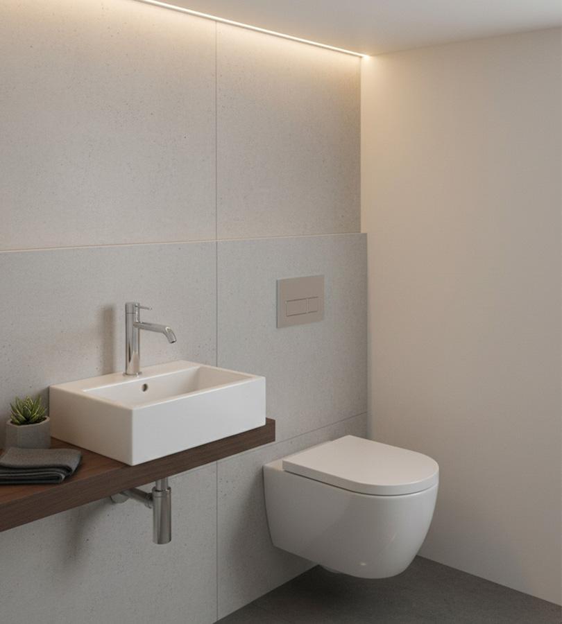 rubinetto lavabo monoforo paini installato in bagno moderno stile minimal