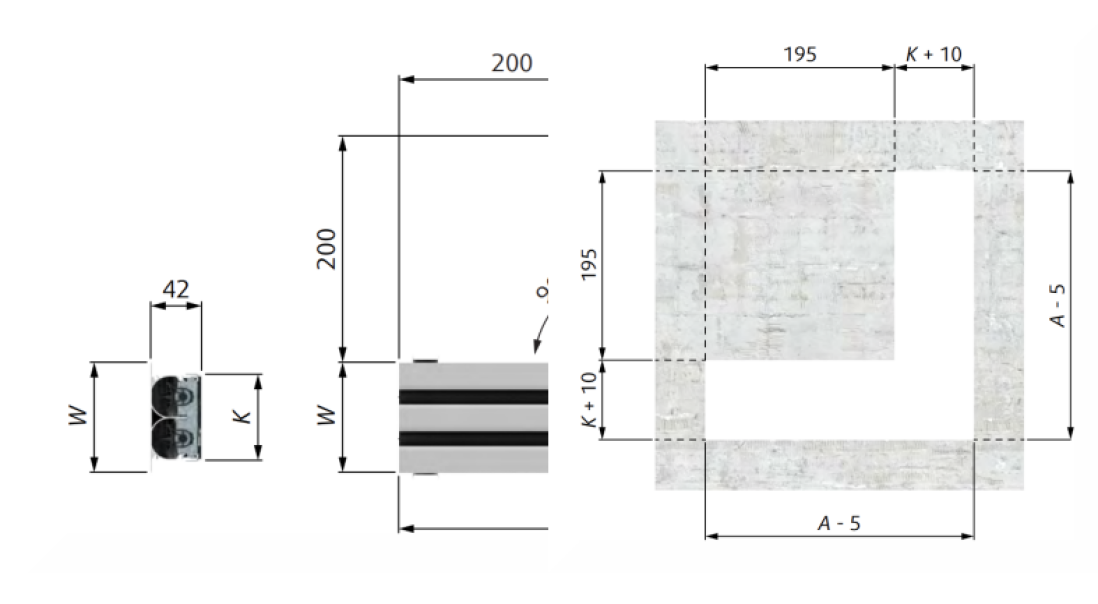 Disegno tecnico elemento angolare diffusore lineare Systemair dimensioni e ingombri profilo alluminio