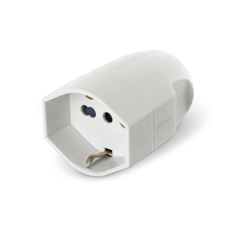 presa mobile pluristandard 2P T 16A bianco tecnopolimero scame serie unel vista prospettica