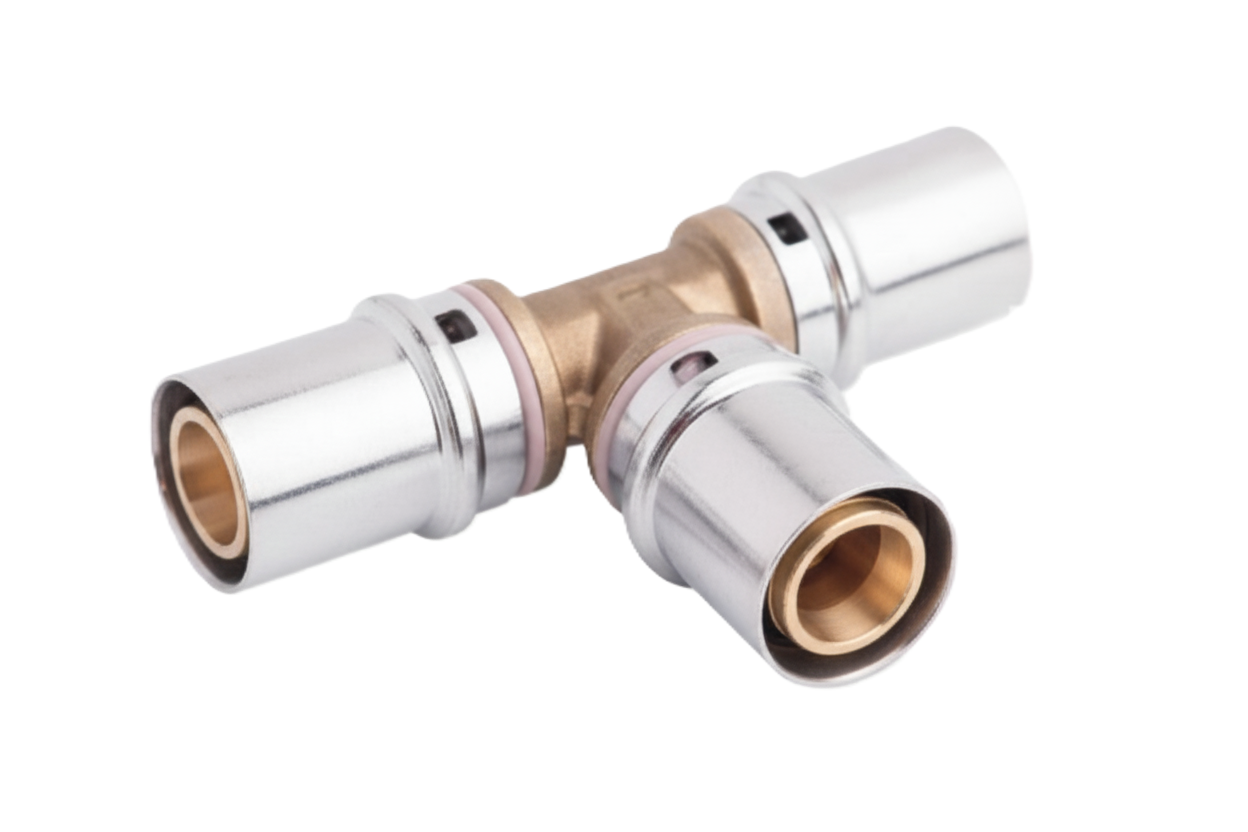 Raccordo a T intermedio per tubo multistrato Bampi 20x20x16 in ottone e acciaio