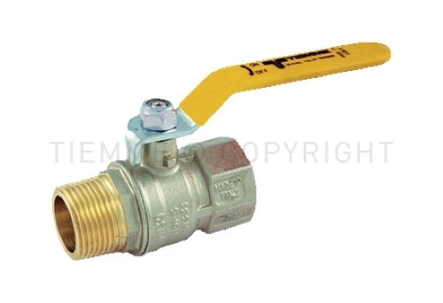 valvola a sfera gas maschio femmina 1 2 ottone nichelato TIEMME leva gialla installazione rapida