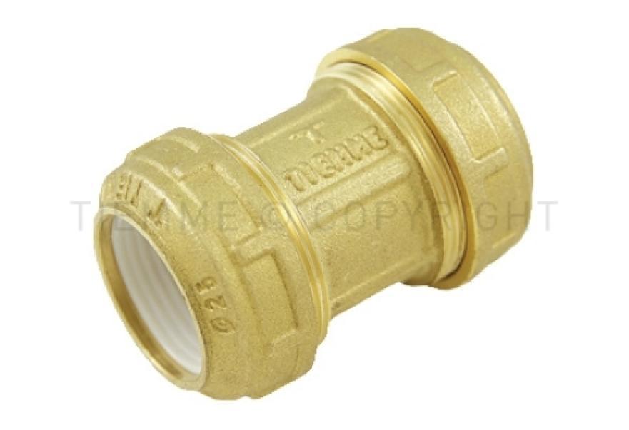 raccordo diritto doppio a compressione ogiva acetalica tiemme per tubi pe pex pehd