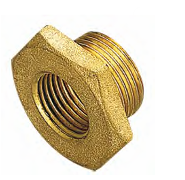 raccordo riduzione maschio femmina ottone tiemme vista frontale per impianto idraulico