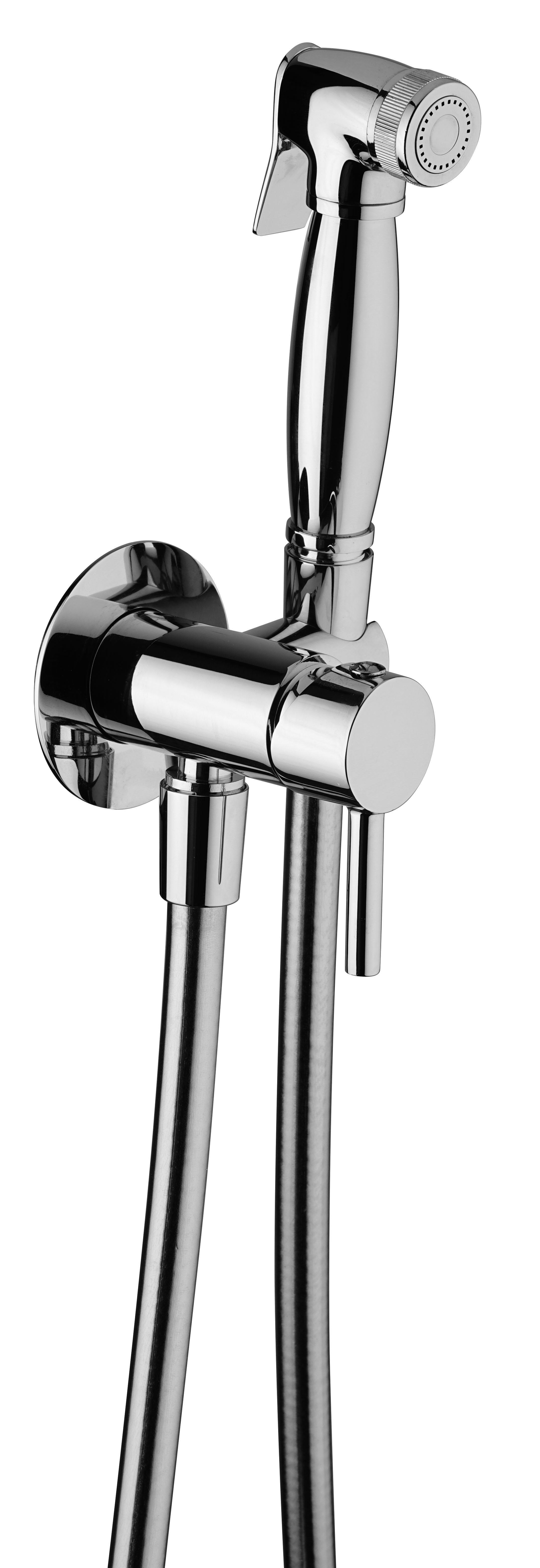 miscelatore monocomando da incasso tondo con doccetta e supporto bagno cromato