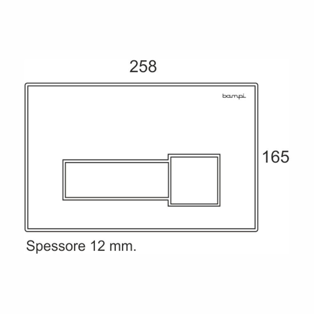 Dimensioni placca comando WC bianca Bampi CPLATIBIA con misure dettagliate