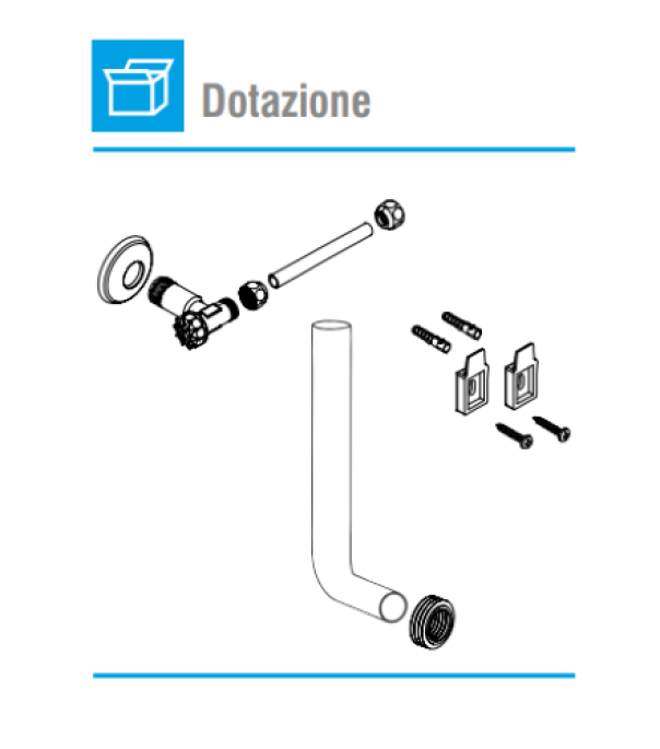 Dotazione cassetta WC esterna pneumatica BAMPI accessori inclusi per installazione