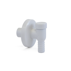 Valvola lavatrice esterna ø32 mm in pp con molla antiritorno e rosetta bianca  si818012