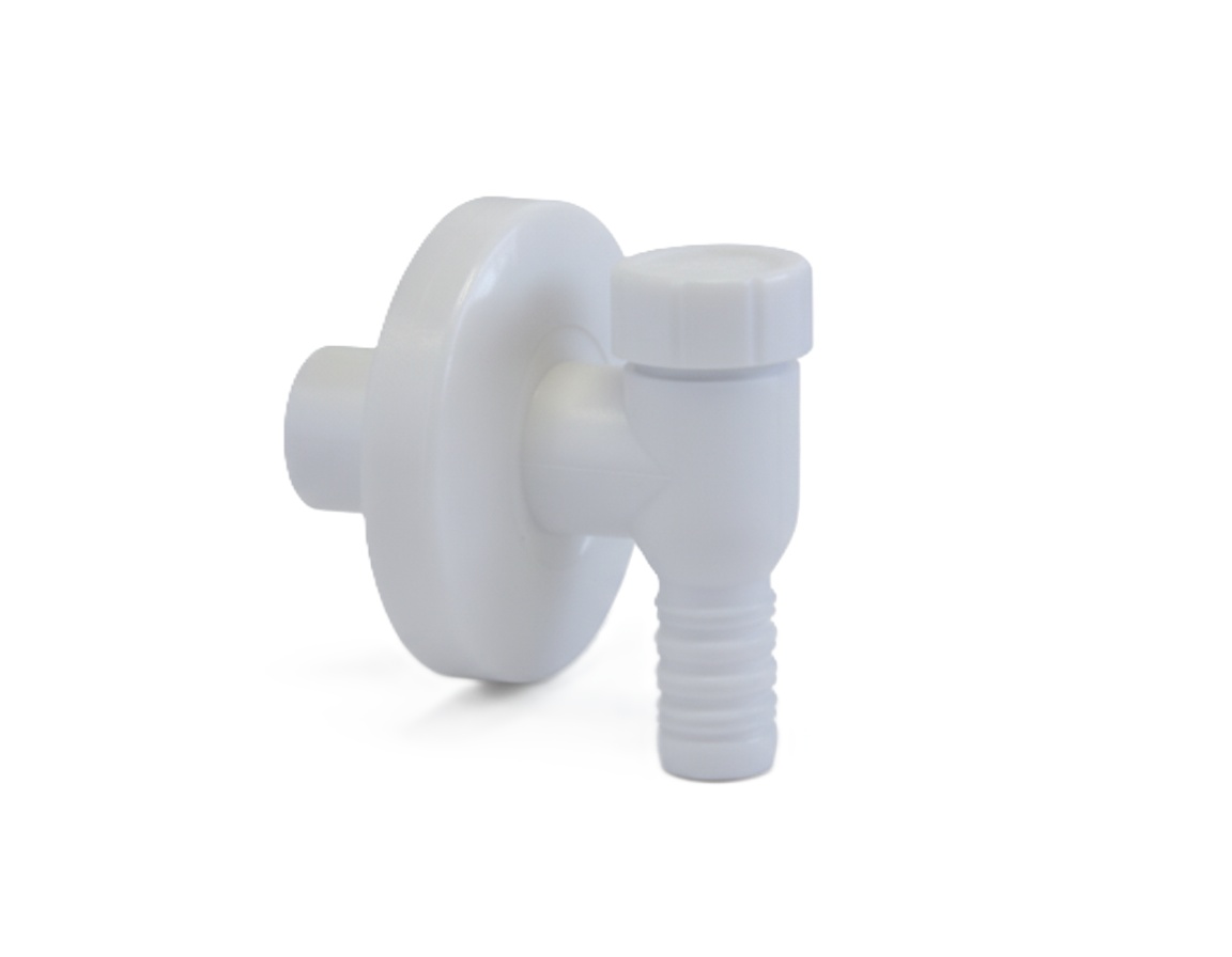 Valvola lavatrice esterna in polipropilene con molla antiritorno rosetta e portagomma u00f832 mm Bampi