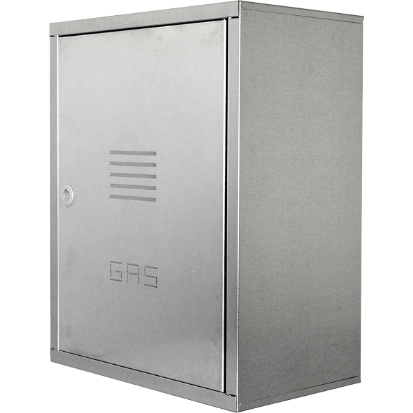 Cassetta per contatore gas in acciaio zincato dimensioni 450x340x240 mm per installazione esterna con sportello frontale