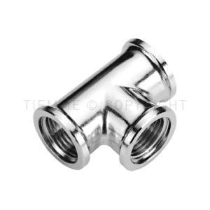 Raccordo a t femmina cromato filettato 1 pollice  1520100raccordo a t femmina 1x1x1 cromato uni iso 228 ottone cw602n  1520100