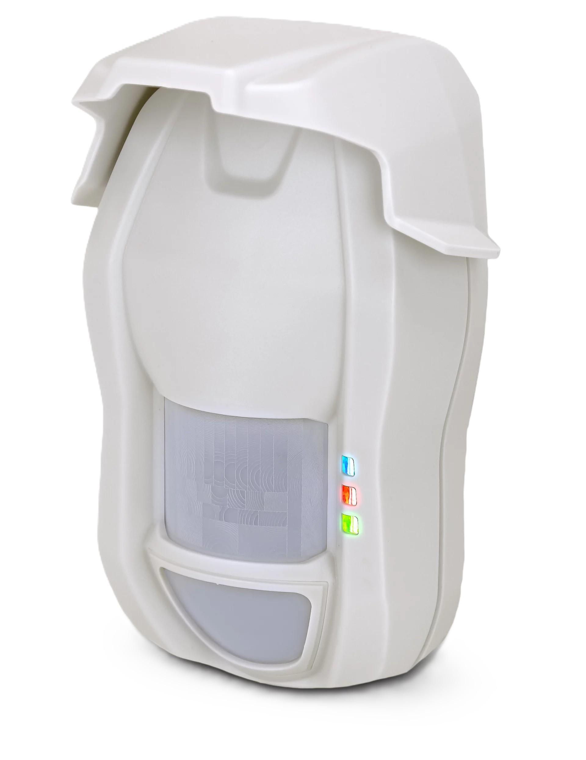 sensore tripla tecnologia esterno IESS con lente multifocale per sistemi antifurto e allarme con protezione volumetrica e supporto parete