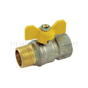 Valvola sfera gas m/f leva farfalla gialla 1"  tornado 2371g07 2390012