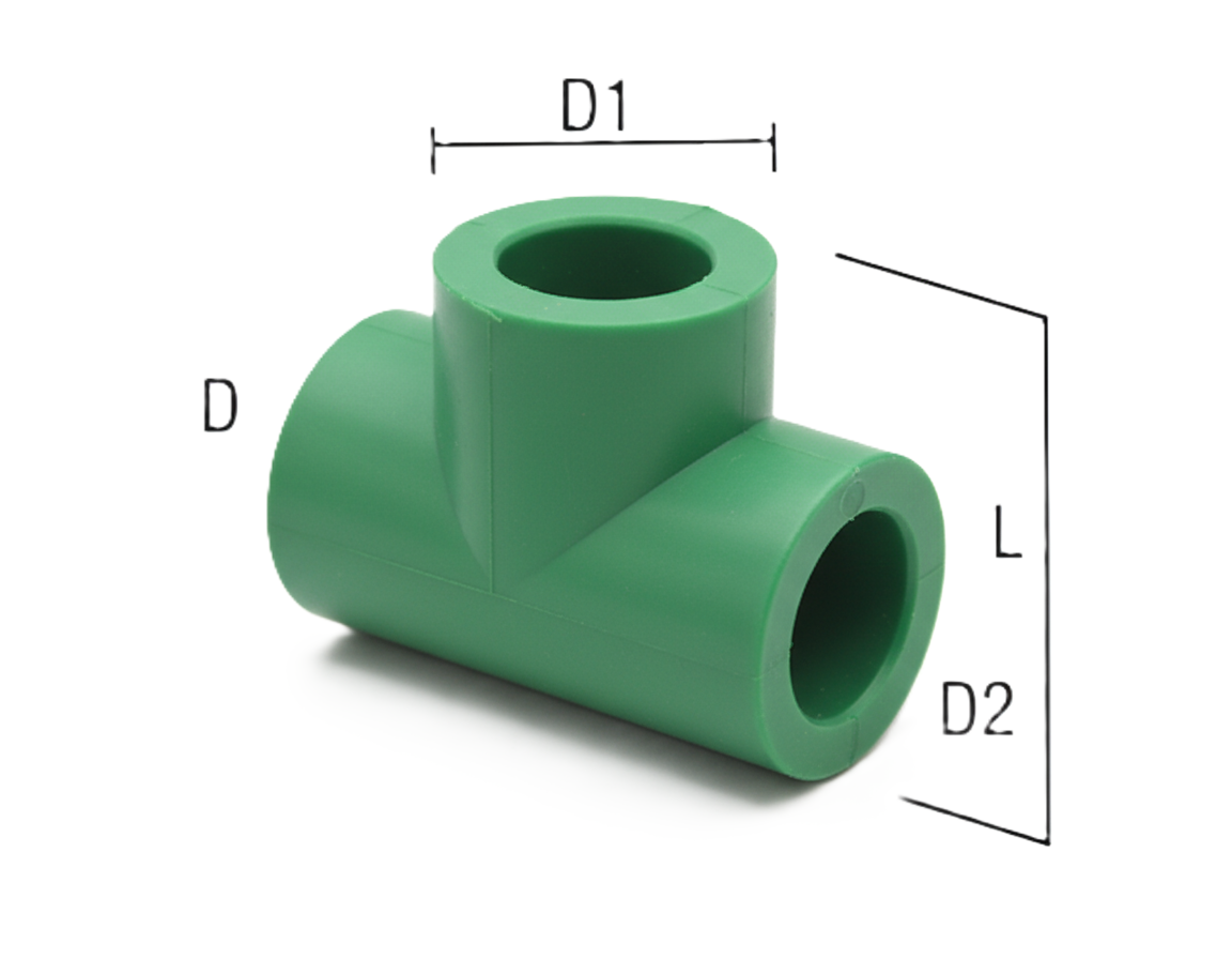 Dettaglio misure raccordo a T PP-R 20x20x20 BAMPI per carico idrico