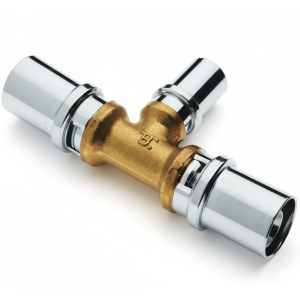 Raccordo a t intermedio ø20x20x20 in ottone nichelato per tubo gas pex-al-pex balpex mp gas  gmp202020
