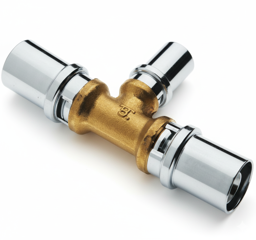 raccordo a t intermedio gas ottone 20x20x20 mm bampi profilo th per impianti pex al pex