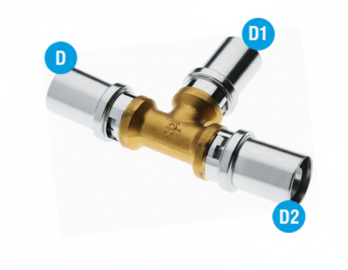 disegno tecnico raccordo a t bampi gas 20x20x20 mm utilizzo impianti pex al pex