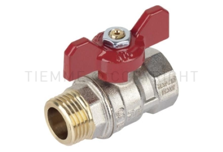Valvola a sfera nichelata maschio femmina 1 1 4 pollice TIEMME con leva rossa per impianti acqua