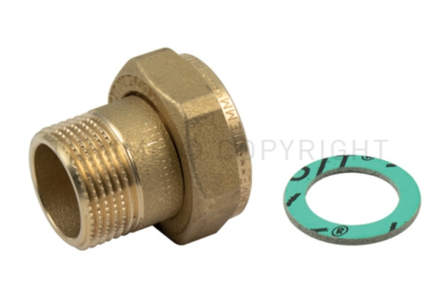 set raccordo ottone con dado folle e guarnizione piana TIEMME dimensioni 1 2 x 3 4 per impianti idraulici