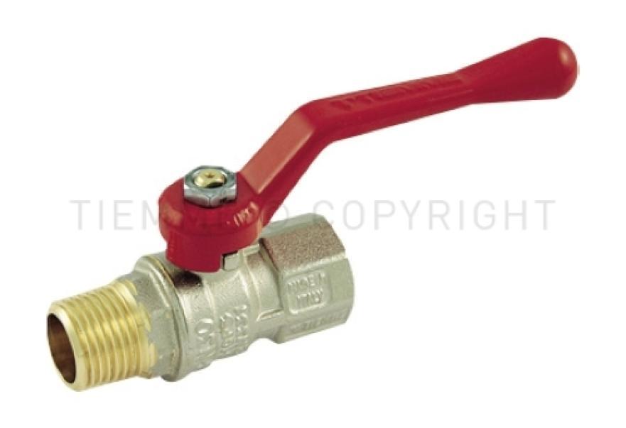 valvola a sfera nichelata maschio femmina 2 pollici con leva rossa per impianti idraulici tiemme