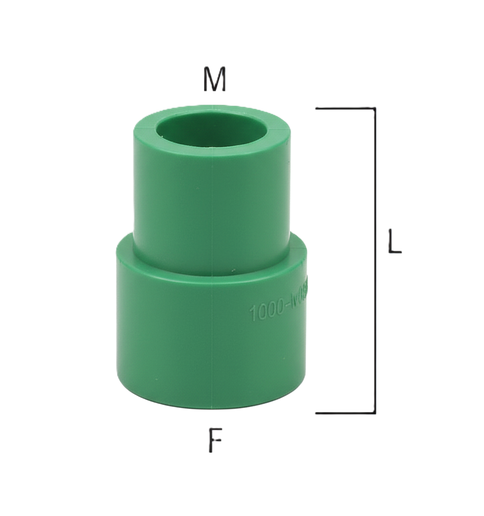 raccordo idraulico riduzione maschio femmina PP R BAMPI DN 32 25 con misure