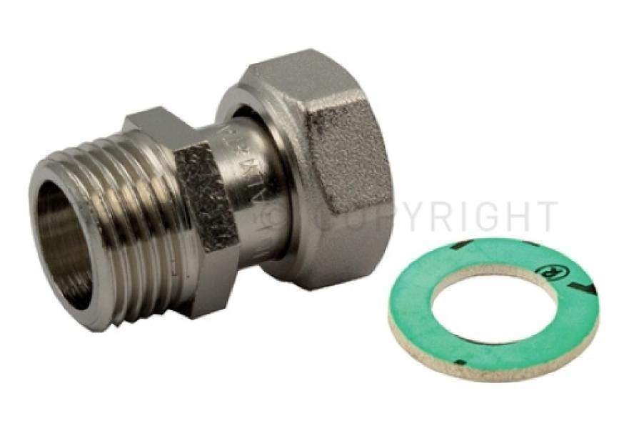 Raccordo diritto maschio femmina ottone 3 pezzi con guarnizione Tiemme per impianti idraulici