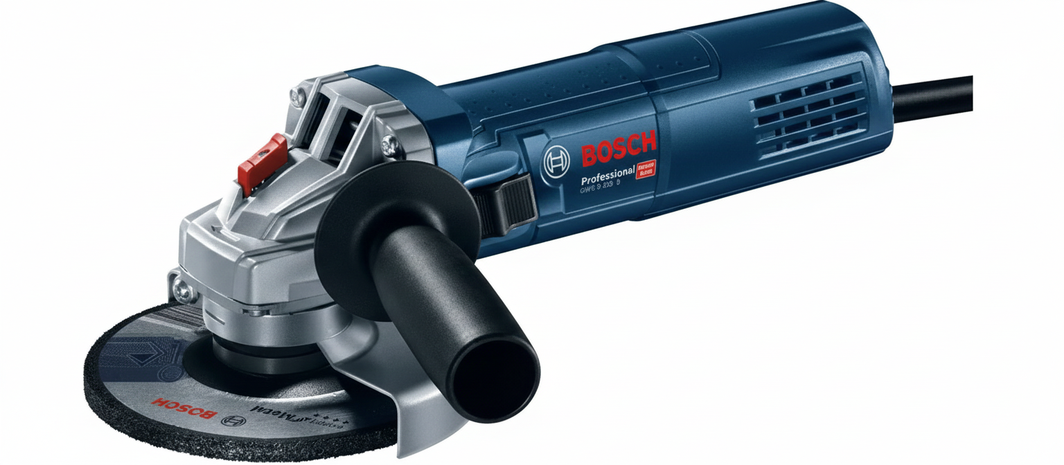 smerigliatrice angolare Bosch 900W disco 125 mm vista laterale utensile professionale blu