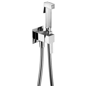 Kit doccia igienica a pulsante completa miscelatore flessibile 120 cm quadro  51cr442mqig