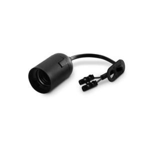Portalampada e27 con cavetto 15 cm e gancio termoplastico nero serie lux  190.6000pn
