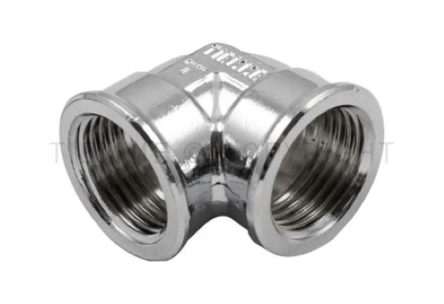 Raccordo curvo femmina femmina in ottone cromato Tiemme per impianti idraulici