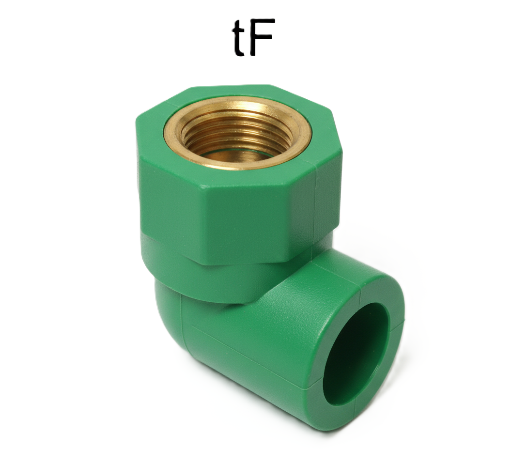 Gomito 90u00b0 filettato femmina in PP-R u00d825 