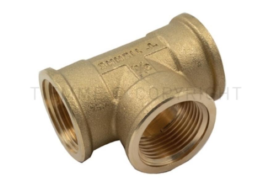raccordo a t femmina in ottone per impianti idraulici TIEMME 2x2x2