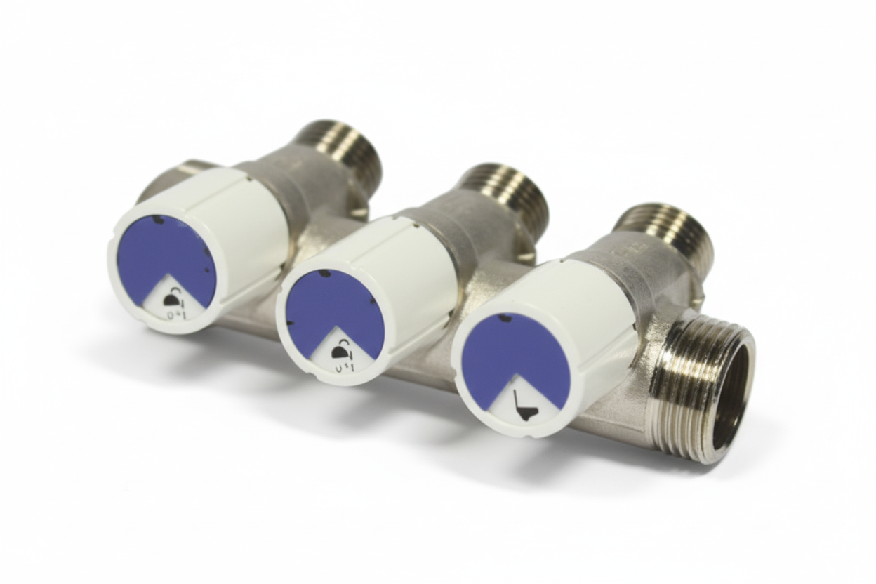 Collettore idraulico Bampi 3 vie con rubinetti attacchi 3 4 x 1 2 per impianti PEX e idraulici