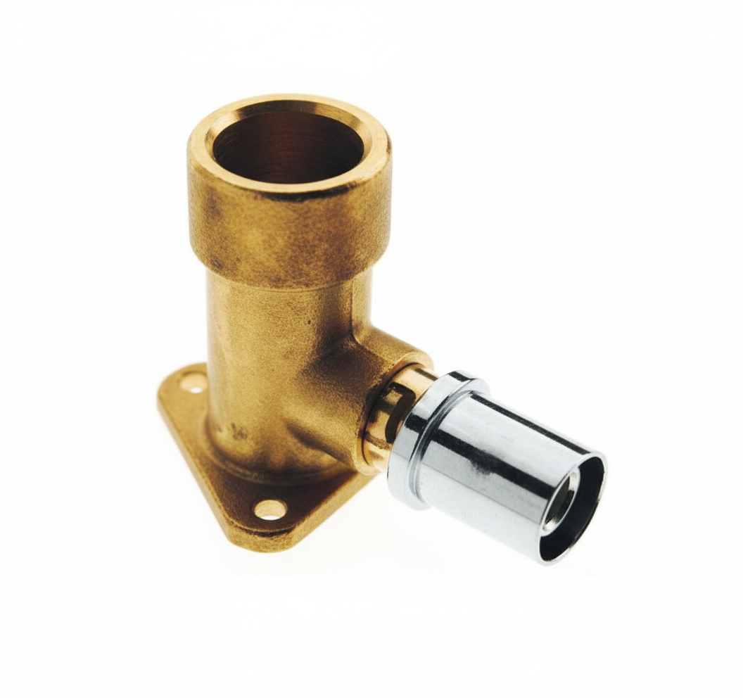 Raccordo gomito gas filettato femmina flangia 16x12 Bampi in ottone per impianti gas