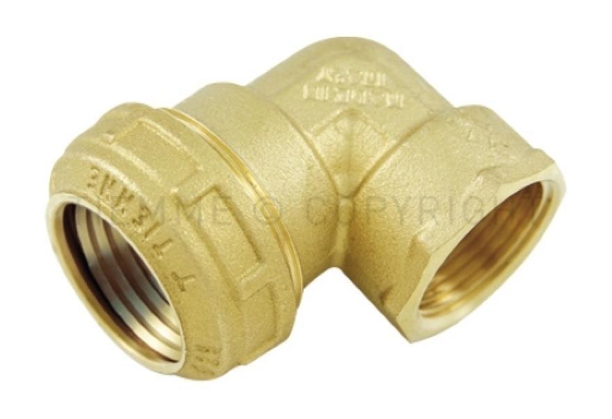 raccordo curvo a compressione femmina per tubo PE PEHD PEX da 20 mm in ottone tiemme