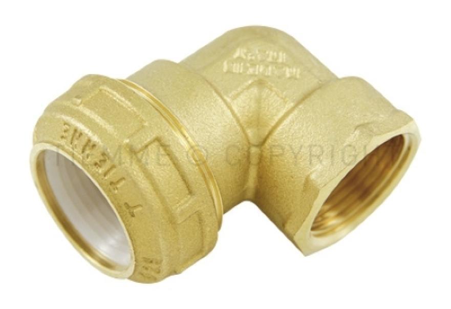 Raccordo curvo a compressione ogiva acetalica Tiemme per tubo PE vista frontale