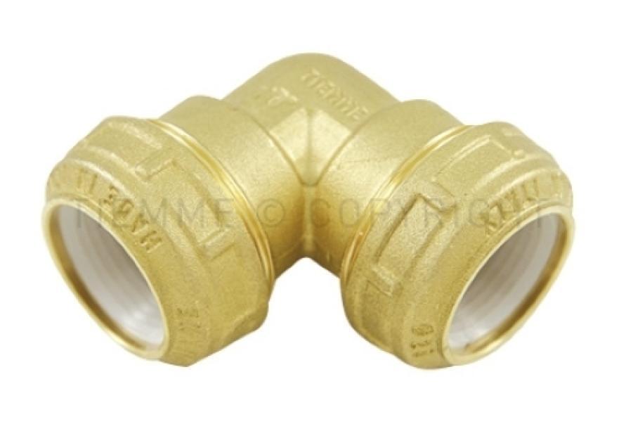 raccordo curvo doppio a compressione ogiva acetalica tiemme vista frontale per tubi pe e pex