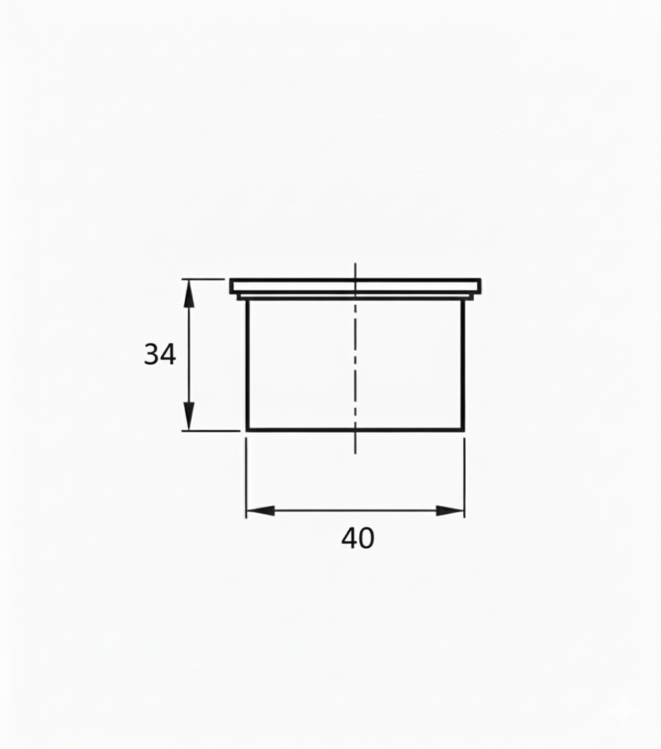 Disegno tecnico tappo PP DN 40 per tubazioni scarico BAMPI