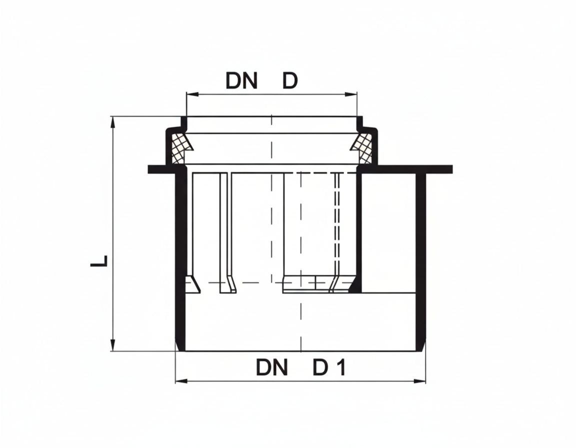 Disegno tecnico aumento corto BAMPI DN 32 40 per sistema idrico