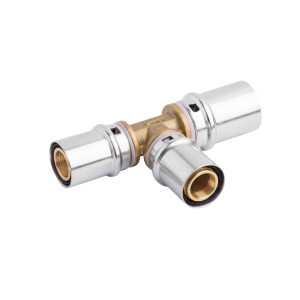 Raccordo a t intermedio ø20x16x20 in ottone nichelato per tubo multistrato pex-al-pex balpex mp  mp201620