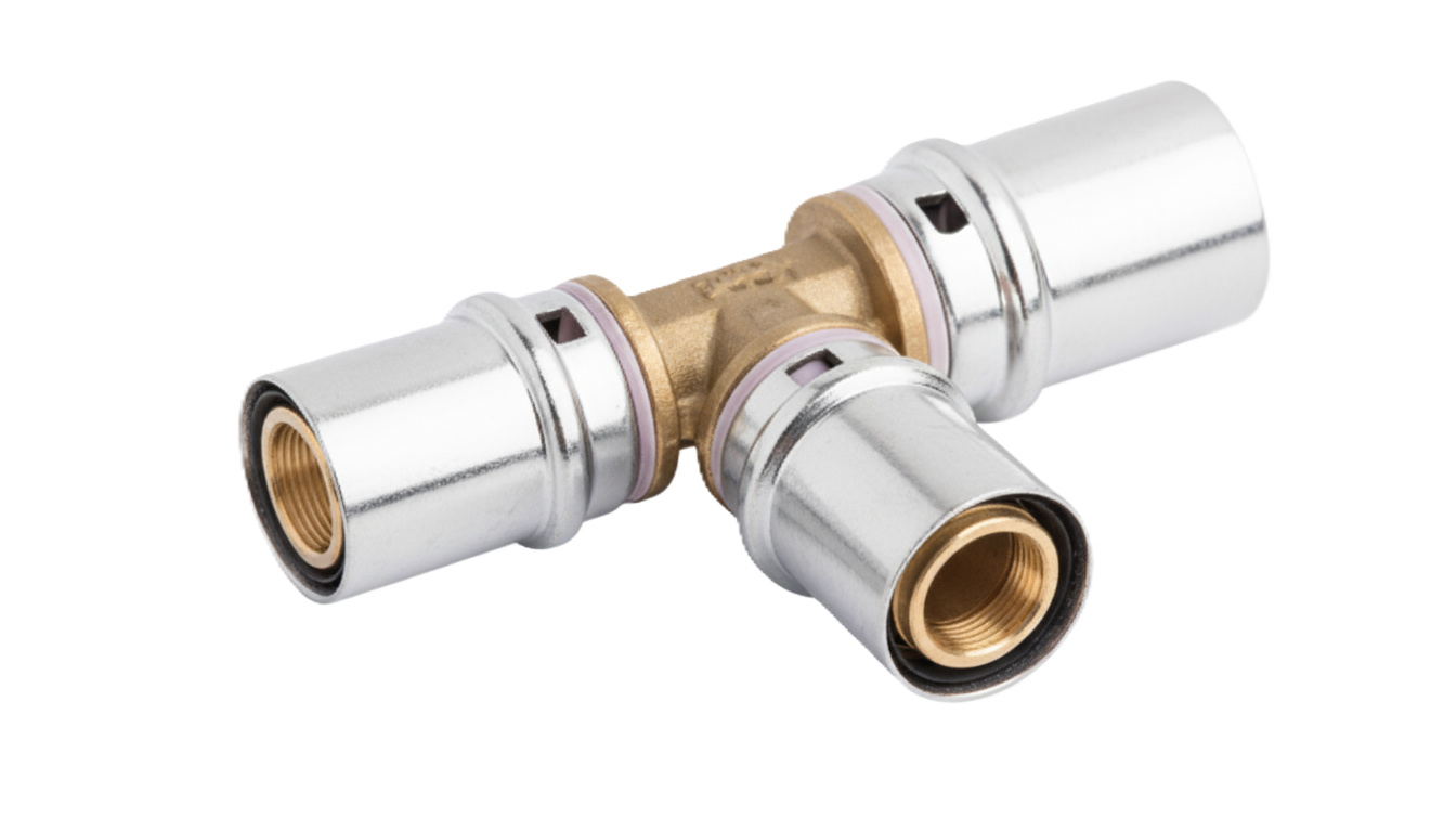 raccordo a t intermedio press fitting multistrato 20x16x20 bampi per impianti idrici