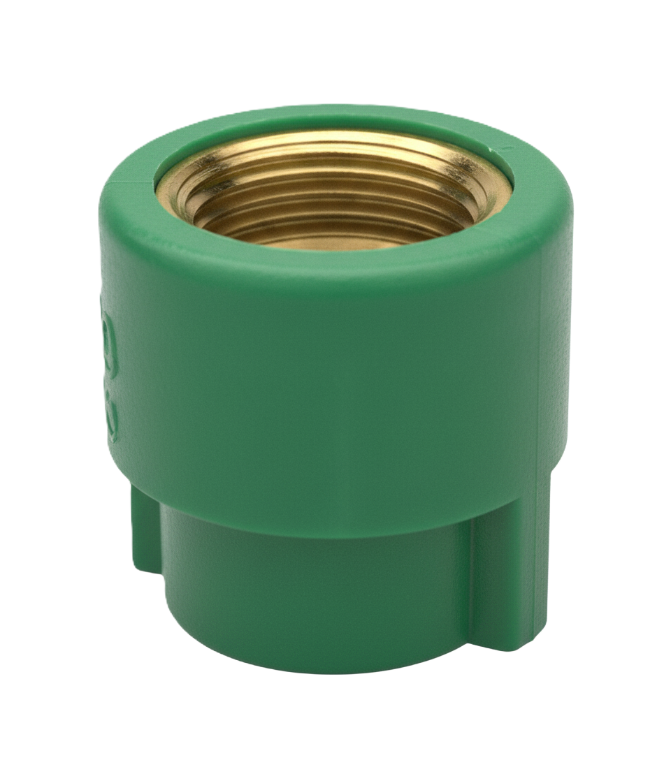 giunto filettato femmina PP R DN 32x1 BAMPI per connessioni idrauliche a saldare con inserto ottone