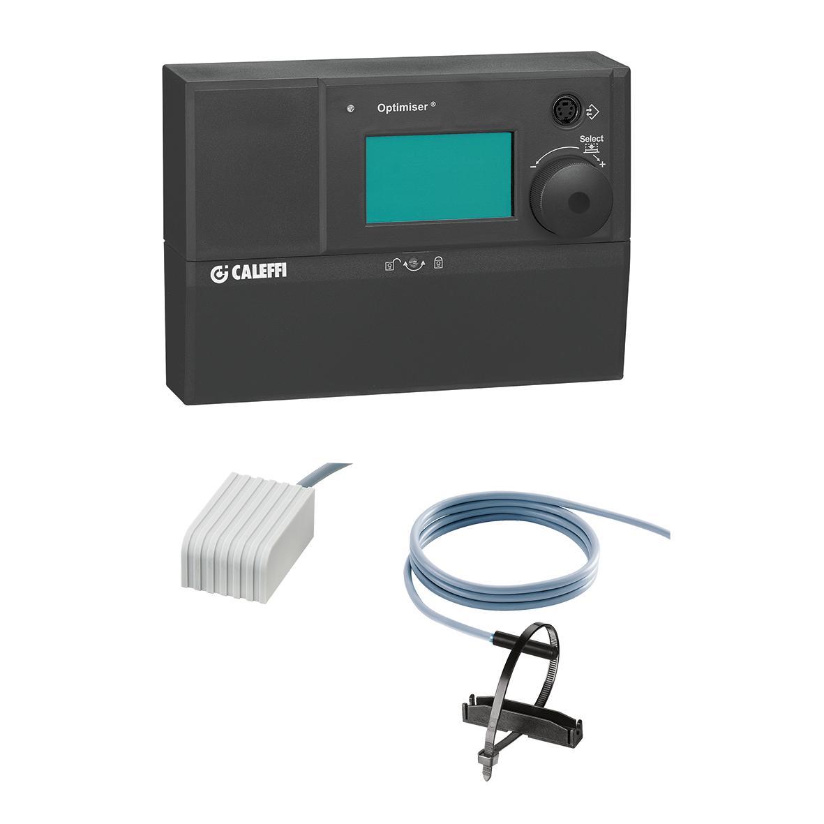 regolatore climatico digitale CALEFFI Optimiser con sonda esterna e sonda mandata per valvole miscelatrici impianti riscaldamento