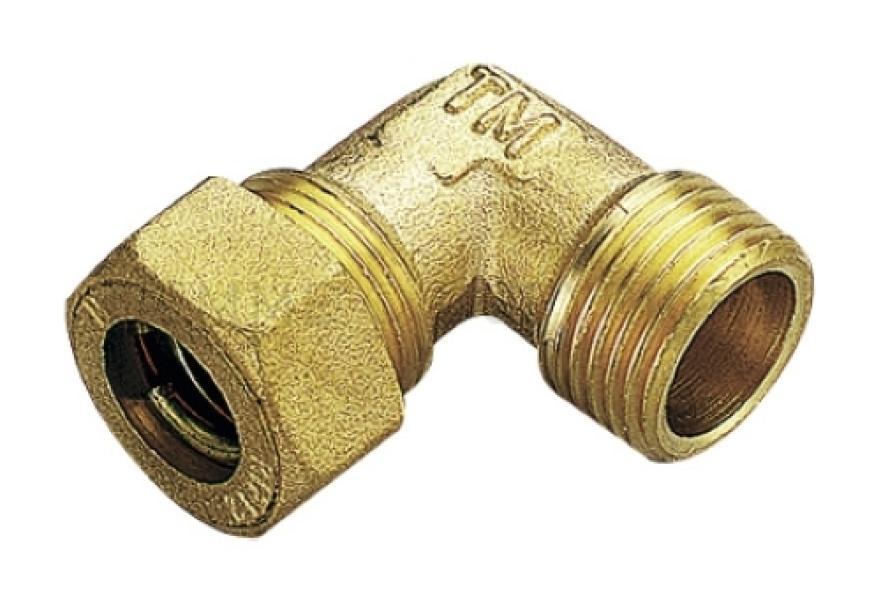 Raccordo curvo compressione ottone TIEMME o-ring tubo rame Raccordo curvo a compressione in ottone TIEMME con tenuta o-ring per tubo rame