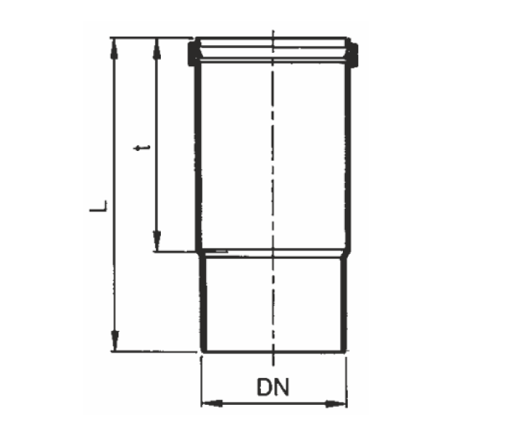 Disegno tecnico bicchiere polipropilene DN110 tre lunghezze BAMPI