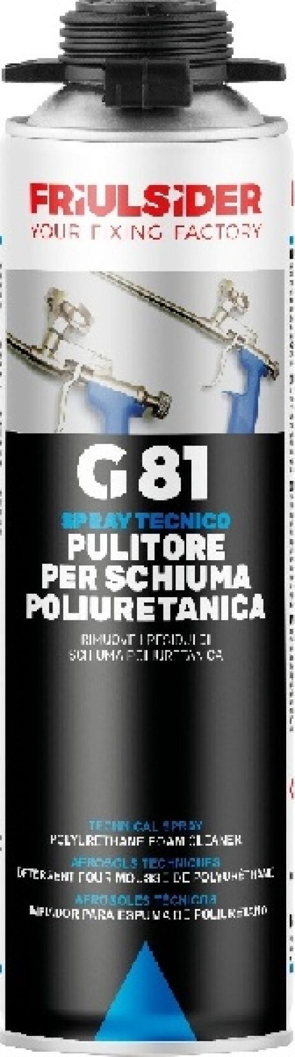 spray pulitore schiuma poliuretanica friulsider g8100 detergente professionale 500ml per attrezzi spray pulitore schiuma poliuretanica friulsider g8100 500ml per la rimozione professionale di residui da pistole e superfici