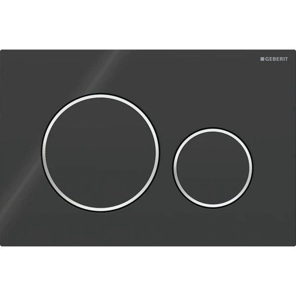 placca comando wc doppio tasto geberit sigma20 nero lucido design moderno