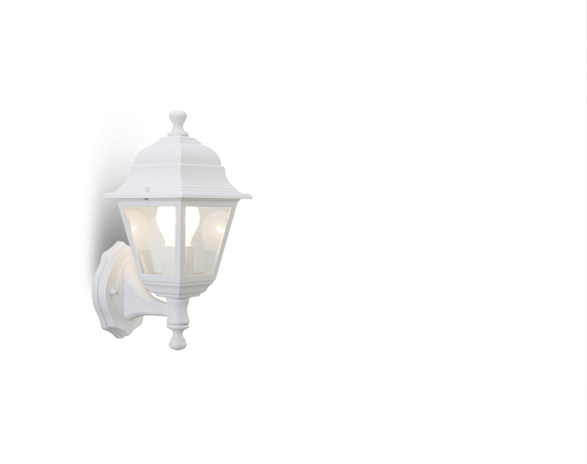 applique da parete esterno bianca Sovil E27 in alluminio pressofuso e vetro trasparente per illuminazione diffusa