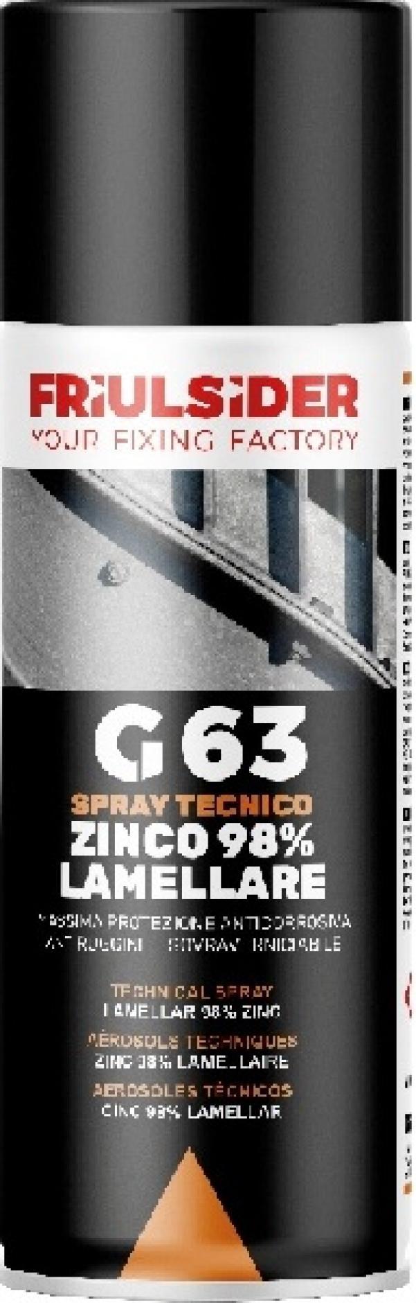 Spray zinco lamellare FRIULSIDER 98 percento anticorrosione 400ml Spray zinco lamellare anticorrosivo FRIULSIDER 400ml per protezione superfici metalliche