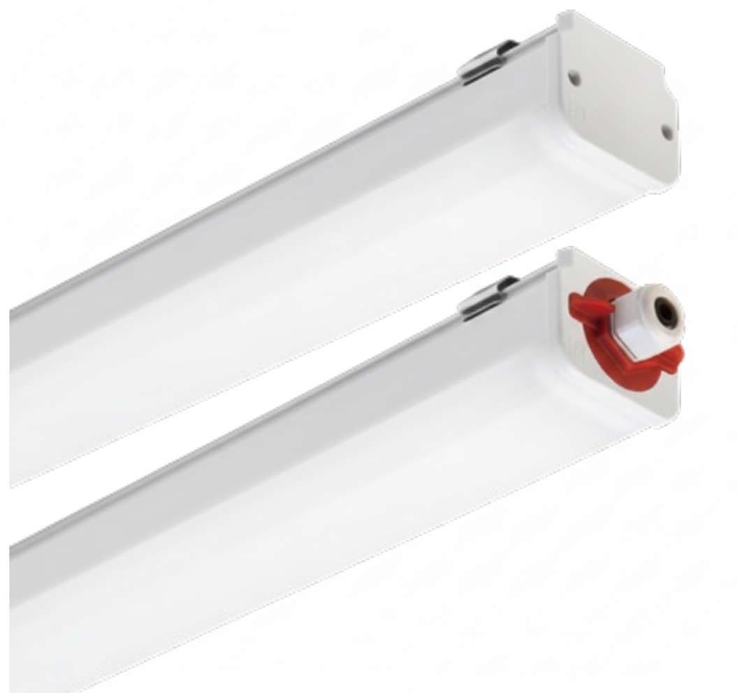 plafoniera led stagna 23w performance in lighting vista frontale e dettaglio connessione elettrica