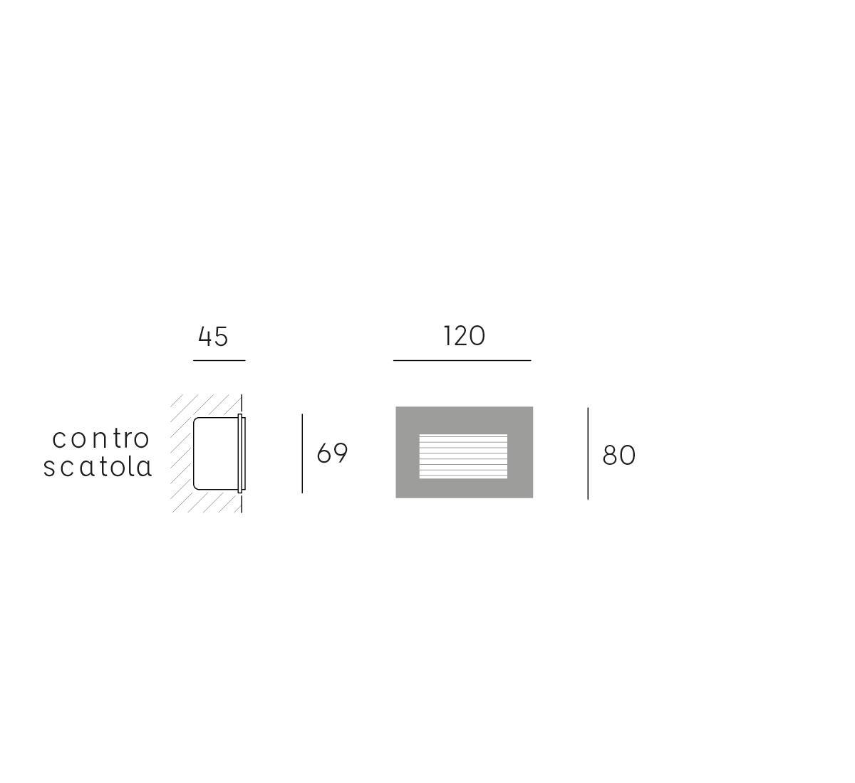 dimensioni faretto led da incasso parete sovil 3w illustrazione tecnica